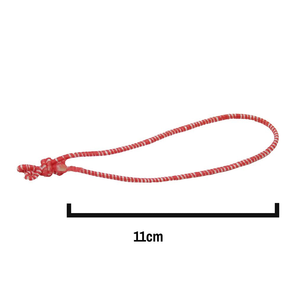 11cm Red/White Elasticated Polyester Meat Ties/Poultry Loops (5,000 Per Bag)